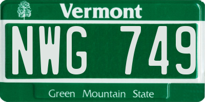 VT license plate NWG749