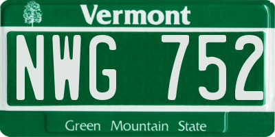 VT license plate NWG752