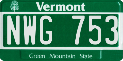 VT license plate NWG753
