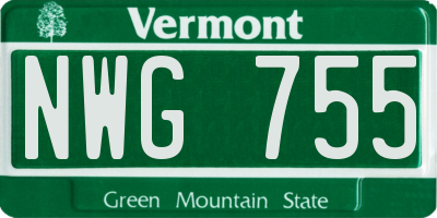 VT license plate NWG755