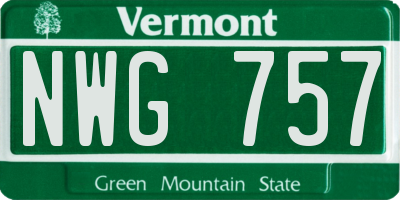 VT license plate NWG757
