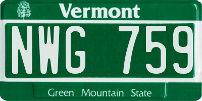 VT license plate NWG759