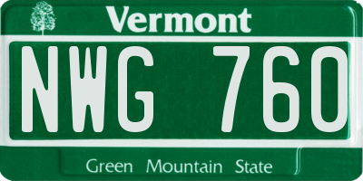 VT license plate NWG760