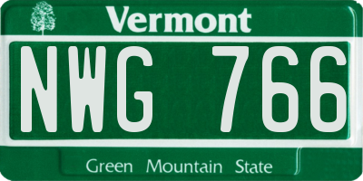 VT license plate NWG766