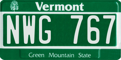 VT license plate NWG767