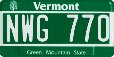VT license plate NWG770