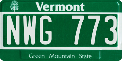 VT license plate NWG773