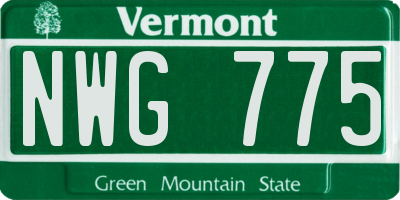 VT license plate NWG775