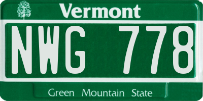 VT license plate NWG778