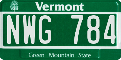 VT license plate NWG784