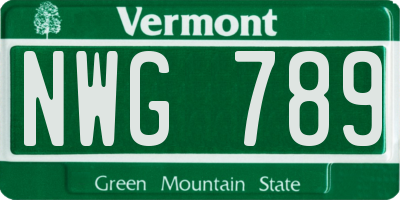 VT license plate NWG789