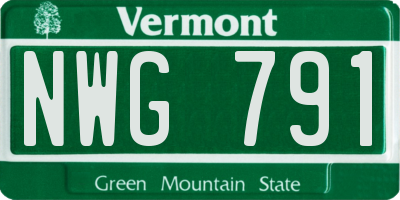 VT license plate NWG791