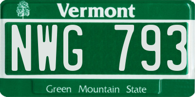 VT license plate NWG793