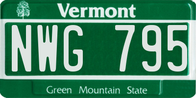 VT license plate NWG795