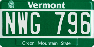 VT license plate NWG796