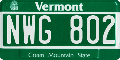 VT license plate NWG802