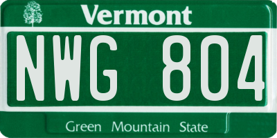 VT license plate NWG804