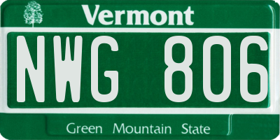 VT license plate NWG806