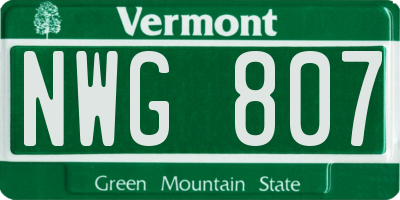 VT license plate NWG807