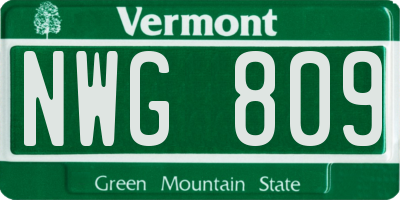 VT license plate NWG809