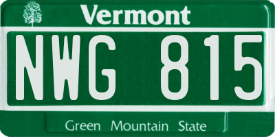 VT license plate NWG815