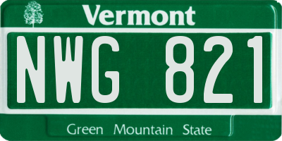 VT license plate NWG821