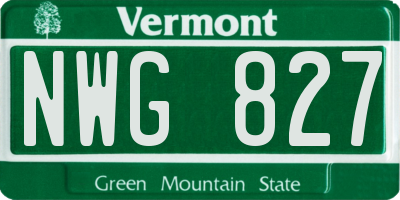 VT license plate NWG827
