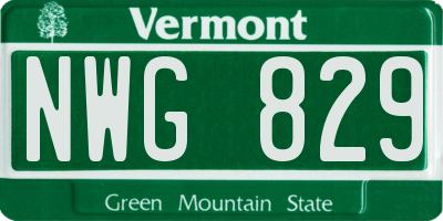 VT license plate NWG829