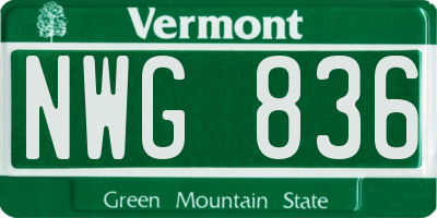 VT license plate NWG836