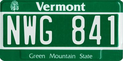 VT license plate NWG841