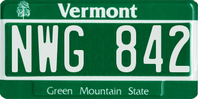 VT license plate NWG842