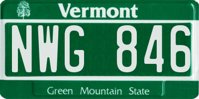 VT license plate NWG846