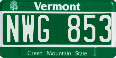 VT license plate NWG853