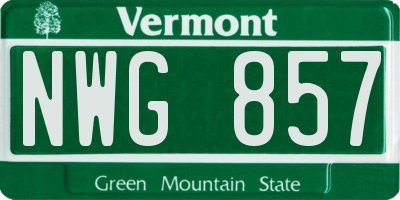 VT license plate NWG857