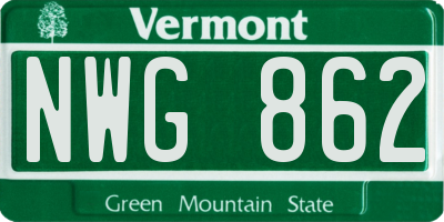 VT license plate NWG862