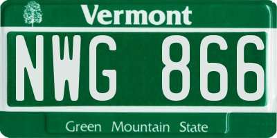 VT license plate NWG866
