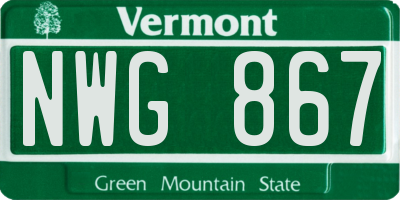 VT license plate NWG867