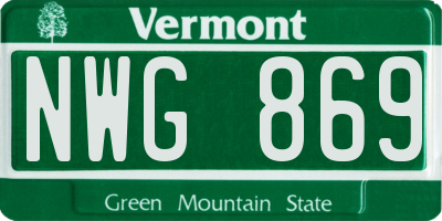 VT license plate NWG869