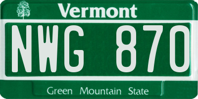 VT license plate NWG870