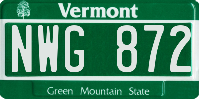 VT license plate NWG872