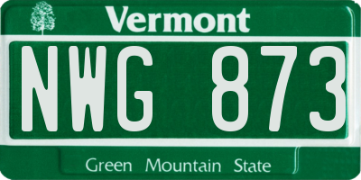 VT license plate NWG873