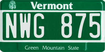 VT license plate NWG875