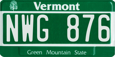 VT license plate NWG876