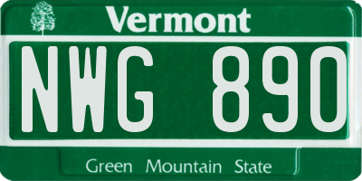 VT license plate NWG890