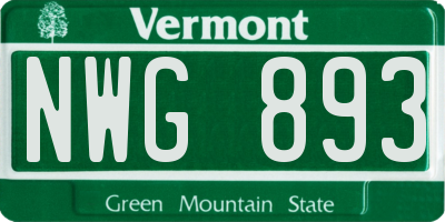 VT license plate NWG893