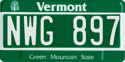 VT license plate NWG897