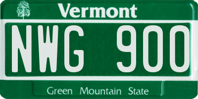 VT license plate NWG900