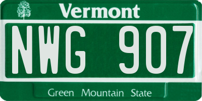 VT license plate NWG907