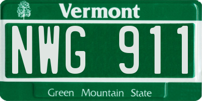 VT license plate NWG911