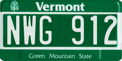 VT license plate NWG912
